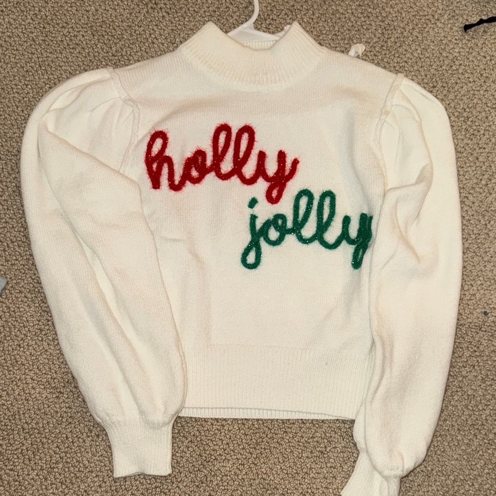 Peach Love California Festive White Sweater